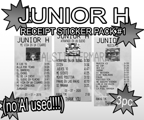 Junior H Receipt Sticker Pack #1 - all 3 stickers shown together