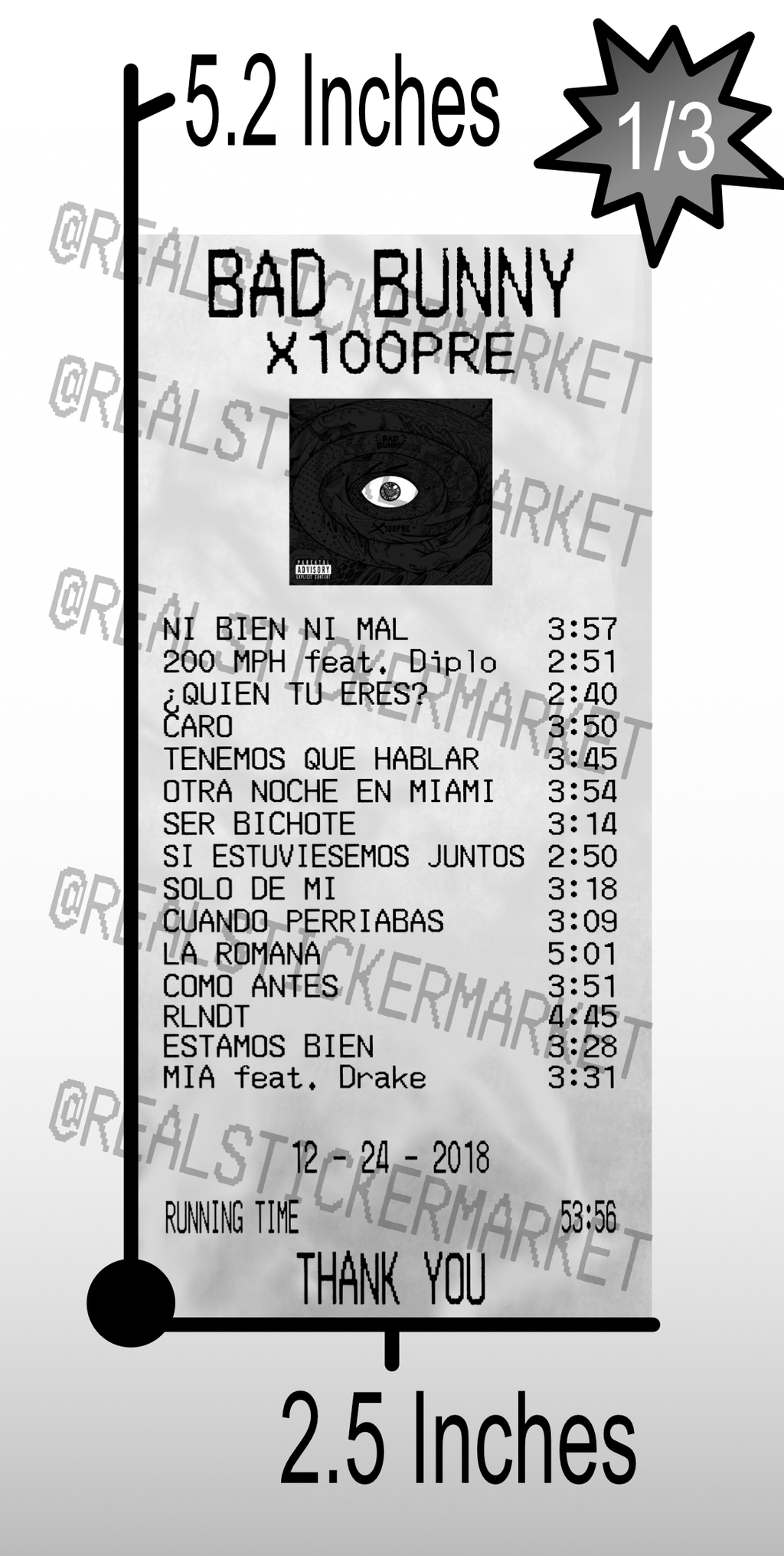 Bad Bunny Receipt Sticker Pack #1 (3-Pack)
